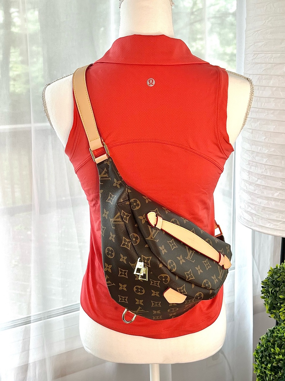 Designer Inspired Monogram Bumbag Belt Bag  Brown and Gold  Convertible - Picture 6 of 16